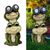 SOLAR BINOCULAR LEAP FROGS STATUE WITH LED LIGHTS