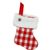 STOCKING MINI RED WHITE CHECK W FUR CUFF 6IN