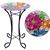 BIRDBATH GLASS FLORAL 18IN